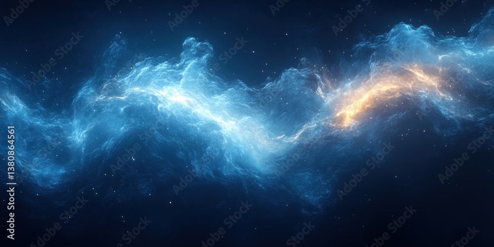 Obraz premium Futuristic Digital Waveform Abstract with Glowing Particles and Depth of Field Effect