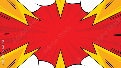 Comic Book Style Explosion Red Yellow Background Design Template