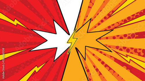Clashing Comic Book Colors Red versus Orange, Action Explodes