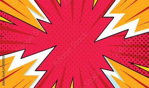 Dynamic Comic Book Explosion Background Red, Yellow, and White