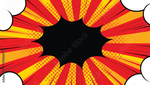 Comic Book Explosion Red Yellow Speech Bubble Background Design
