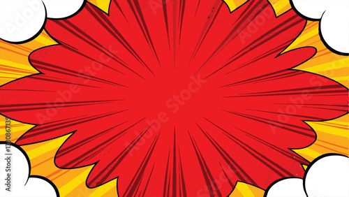Comic Book Explosion Red Yellow Background Pop Art Design