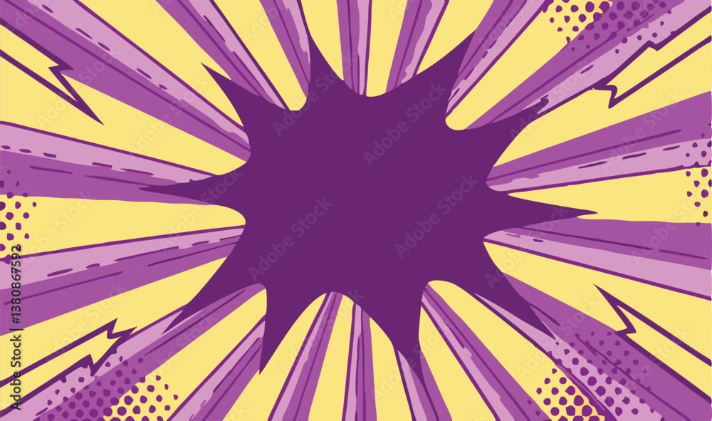 Purple Comic Book Explosion, Pop Art Design, Dynamic Background