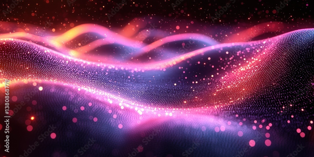 Fototapeta premium Futuristic Digital Wave Background Abstract Technology Illustration Neon Light Effects Smooth Curves Motion Energy Particle Pattern