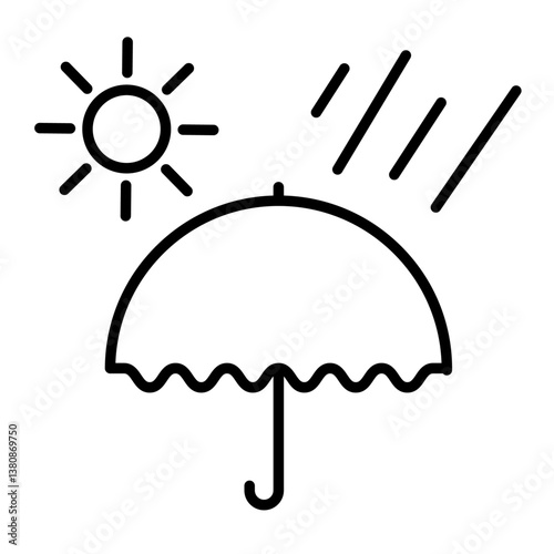 シンプルな晴雨兼用の傘のイラストアイコン