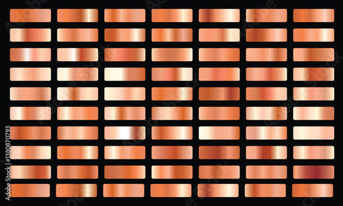 Premium Bronze Gradients Set. Copper or Rose gold Premium Gradient Swatches Palette Set.
