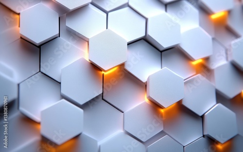 Minimalist White Hexagon Pattern Abstract Background Design with Soft Gradient Lighting