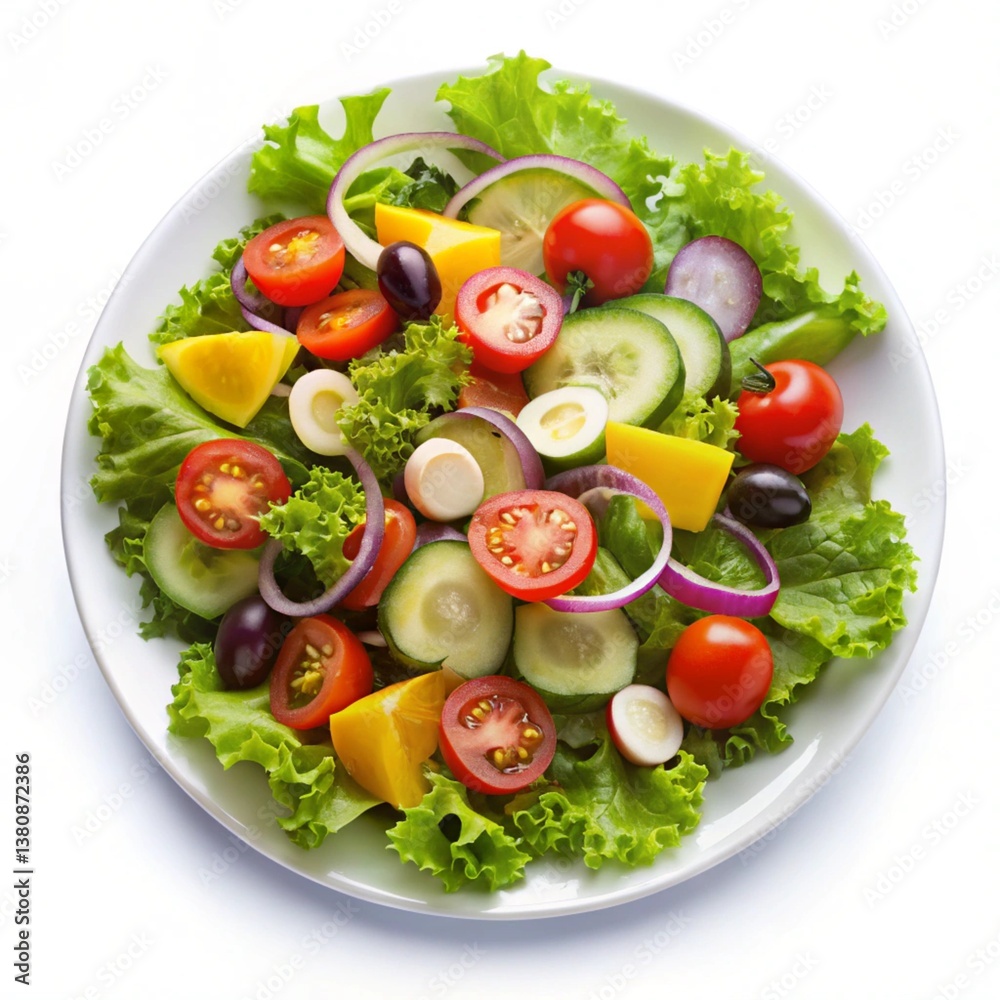 Salad food plate isolated on transparent background, healthy food for advertisement Salad food plate isolated on transparent background, healthy food for advertisement