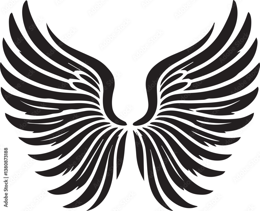 Fototapeta premium black wings vector illustration, wings silhouette vector, wings vector on white background