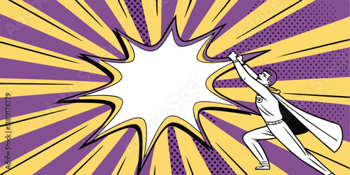 Retro Superhero Comic Book Pop Art Style Action Power Blast