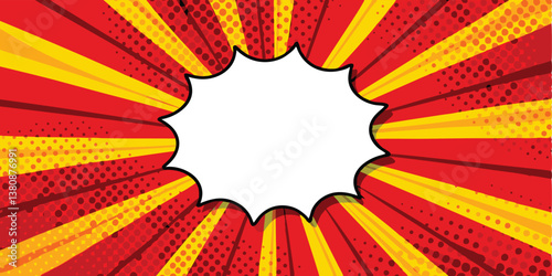 Comic Book Style Background Red Yellow Speech Bubble Pop Art