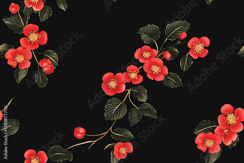 Wallpaper Mural Small flowers pattern with baroque swirls in vintage style
 Torontodigital.ca