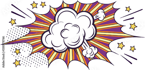 Retro Comic Book Explosion Effect, Pop Art Style, Blast, Pow