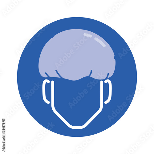 Isolated pictogram illustrating a head covering must be worn label, indicating a required dress code or safety rule.