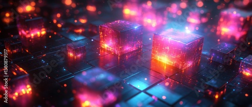 Metaverse Technology Blockchain Networking in Smart City Digital World Abstract Future Concept