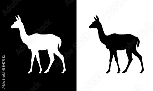 vicuna silhouette illustration, art, desi, tigers silhouette set illustration, vector design, art, design, tiger, wildlife, wild animal silhouette illustration vector, vector, silhouettes, 