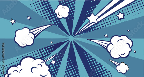 Dynamic Comic Book Blast Background Stars, Speed, Power