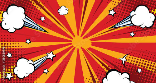 Dynamic Comic Book Blast Radial Background Design Elements