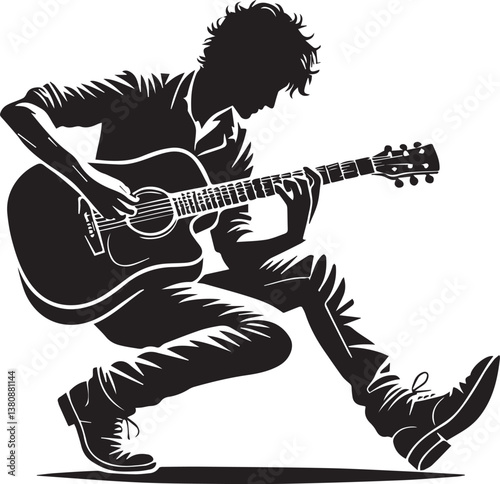 girl with electric guitar vector, girl with electric guitar silhouette vector, man with electric guitar vector illustration