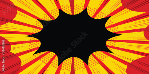 Comic Book Style Explosion Background, Red Yellow Black