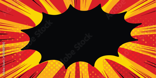 Comic Book Explosion, Pop Art Style, Red Yellow Burst, Speech Bubble, Blank Space, Graphic Design, D
