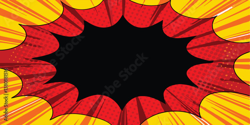 Comic Book Explosion Graphic Design Red, Yellow, Black Pop Art