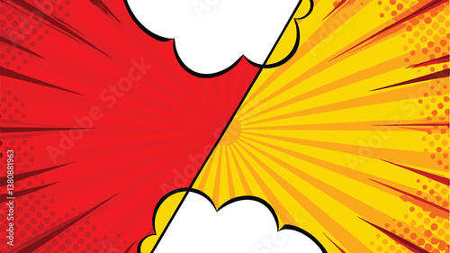 Dynamic Comic Book Background Red, Yellow, Speech Bubbles, Action