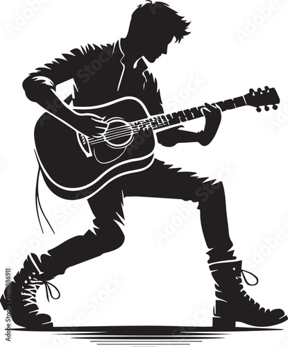 girl with electric guitar vector, girl with electric guitar silhouette vector, man with electric guitar vector illustration