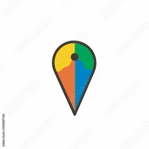 Colorful pointer locates destination on blank backdrop vector illustration