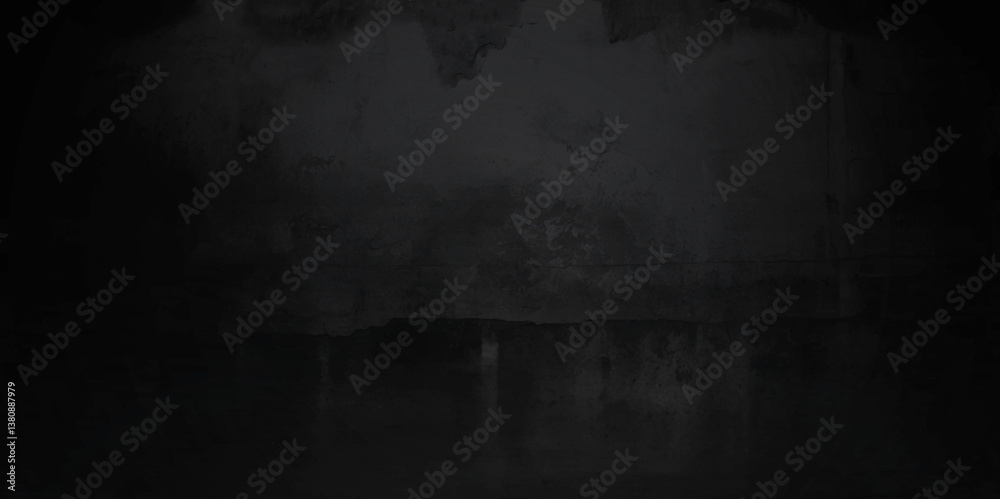 Black background Old dark wall Grunge rough texture Blackboard for text. Black stone concrete texture background