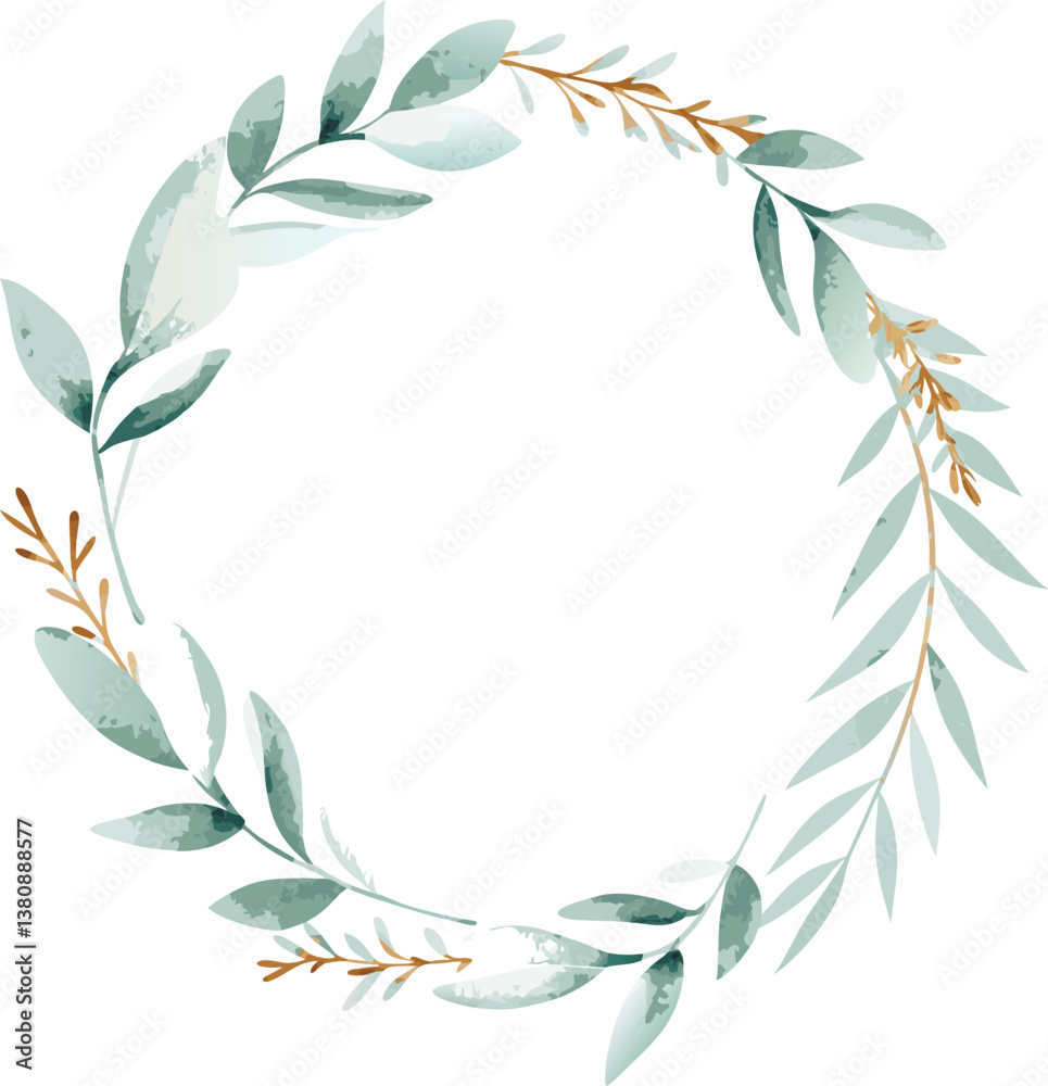 Elegant Watercolor Greenery Wreath Botanical Frame Design Elegant Watercolor Greenery Wreath Botanical Frame Design