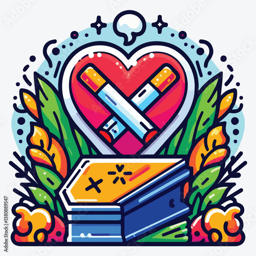 No smoking concept for world no tobacco day campaign with cigarette and coffin flat design style stock illustration