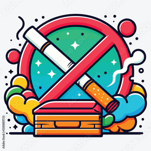 No smoking concept for world no tobacco day campaign with cigarette and coffin flat design style stock illustration