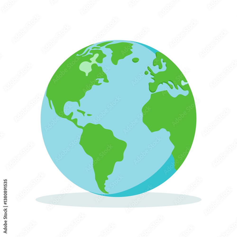 Earth icon. Planet Earth with continents and oceans, isolated on white background. Globe symbol. Vector illustration Earth icon. Planet Earth with continents and oceans, isolated on white background. Globe symbol. Vector illustration