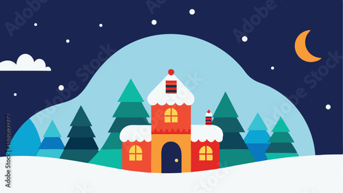 winter landscape with houses