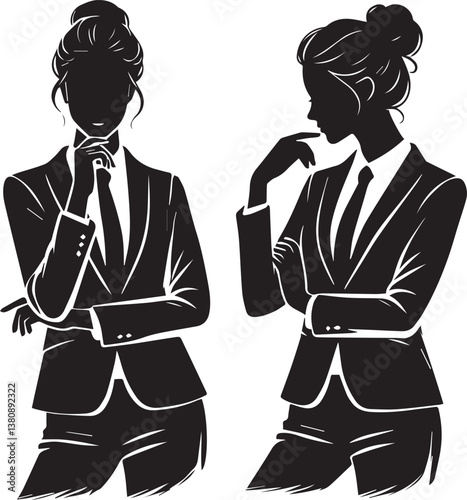 vector illustration of a woman in a suit, lady boss silhouette vector, woman vector illustration