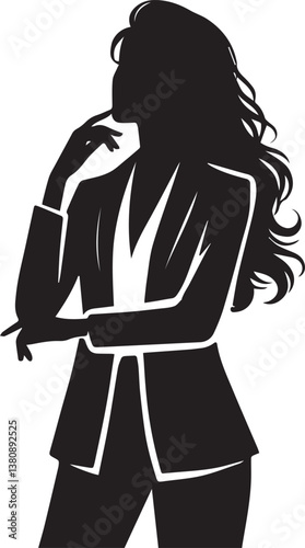 vector illustration of a woman in a suit, lady boss silhouette vector, woman vector illustration