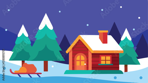 winter landscape with houses