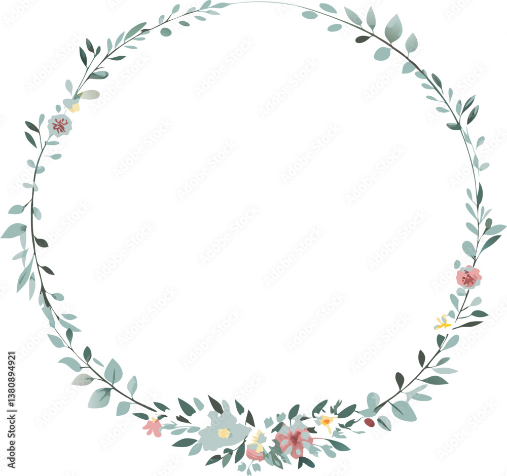 Elegant Floral Wreath Frame Botanical Design, Wedding Invitation Elegant Floral Wreath Frame Botanical Design, Wedding Invitation