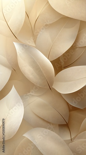 Soft Abstract Composition of Overlapping Beige Leaves for a Serene, Minimalist Nature-Inspired Background