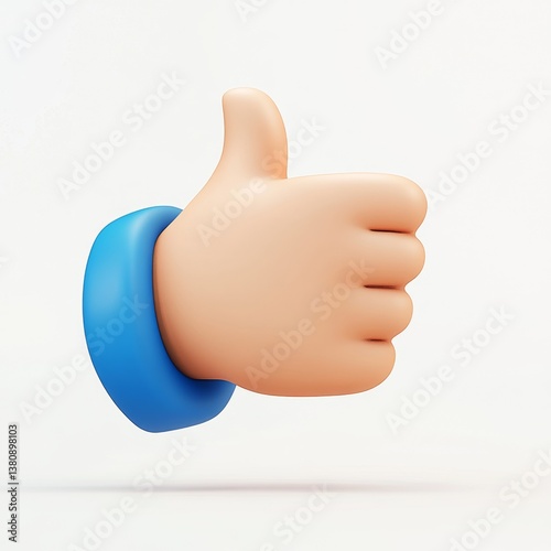 3D Thumbs Up Gesture on White Background