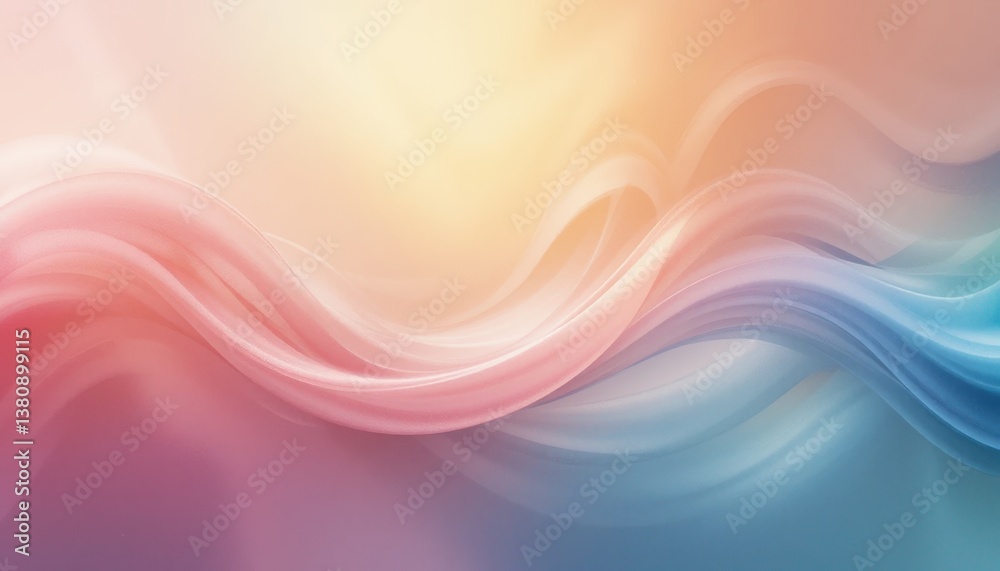 Fototapeta premium Dynamic flowing abstract waves digital art creation soft pastel colors abstract environment artistic viewpoint symbolizing serenity and movement