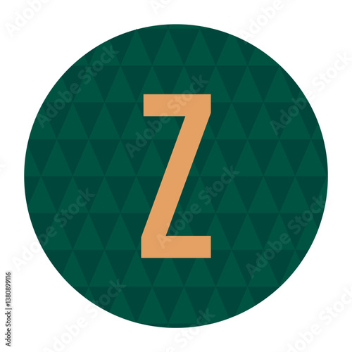 A bold letter Z overlaying a green-toned triangular pattern in a circular frame. Modern and abstract design perfect for branding, logos, or digital applications requiring geometric simplicity.