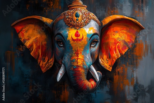 A Colorful Artistic Depiction Of An Elephant Head
