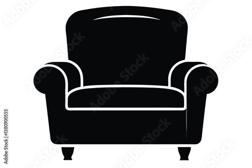 black leather armchair isolated