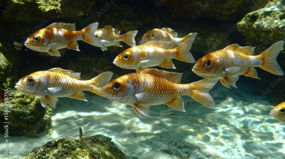 Naklejka premium Orange fish underwater scene in a coral reef