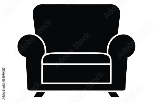 black leather armchair isolated
