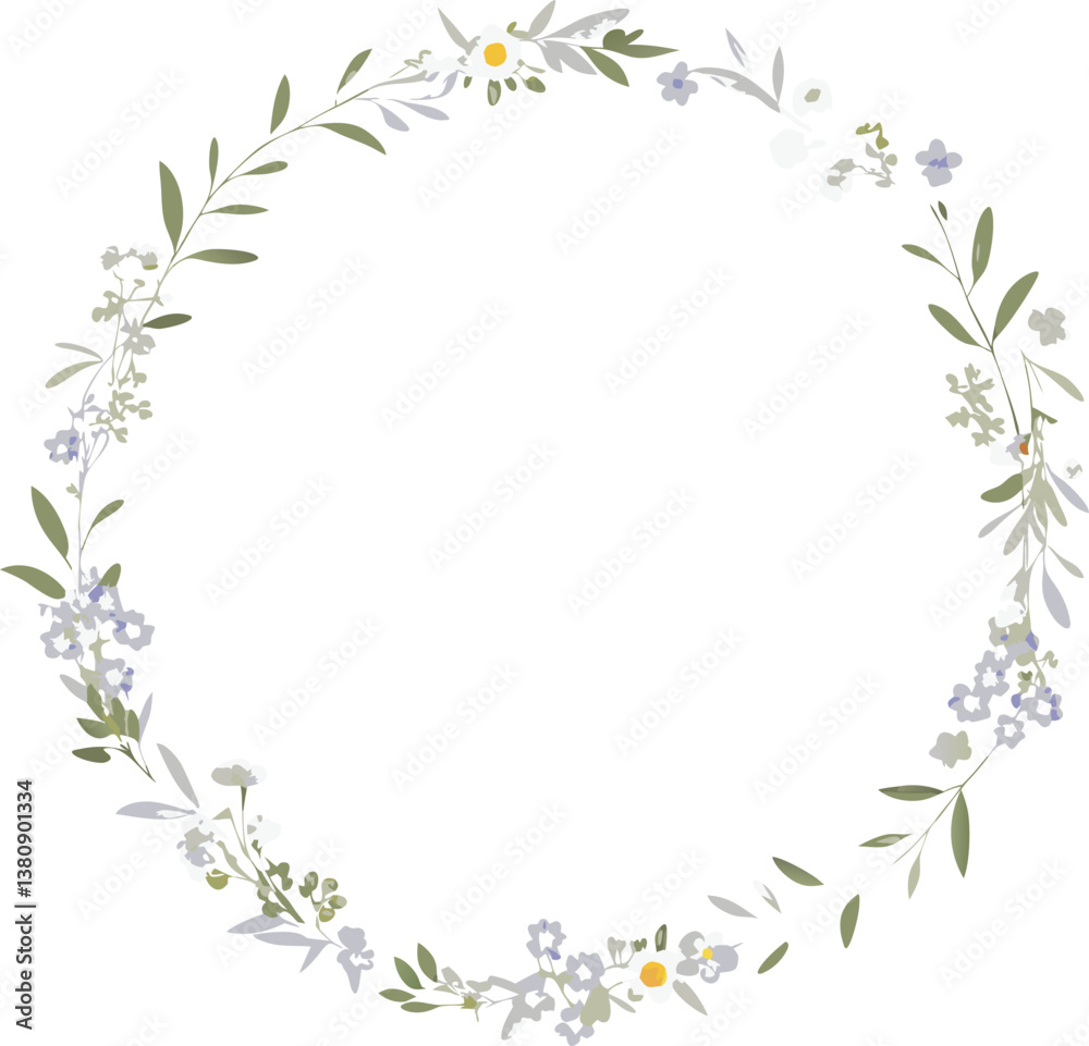 Floral Wreath Design Elegant Spring Botanical Circle Frame Floral Wreath Design Elegant Spring Botanical Circle Frame
