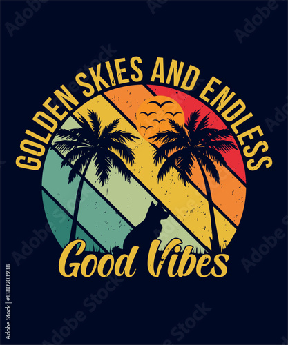 Golden skies and endless good vibes - Sunset T-shirt Design.