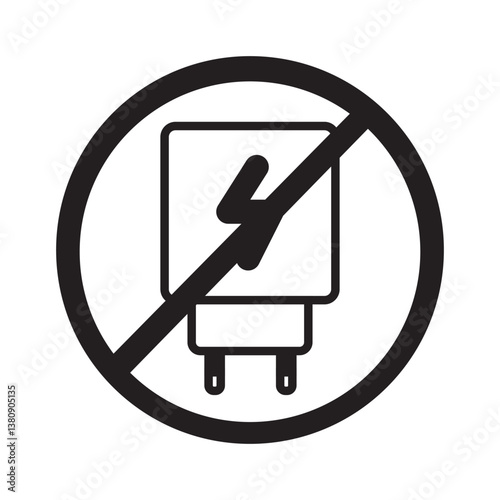 Forbidden Electric Charger Icon in Red Circle Symbolizing Power Denial